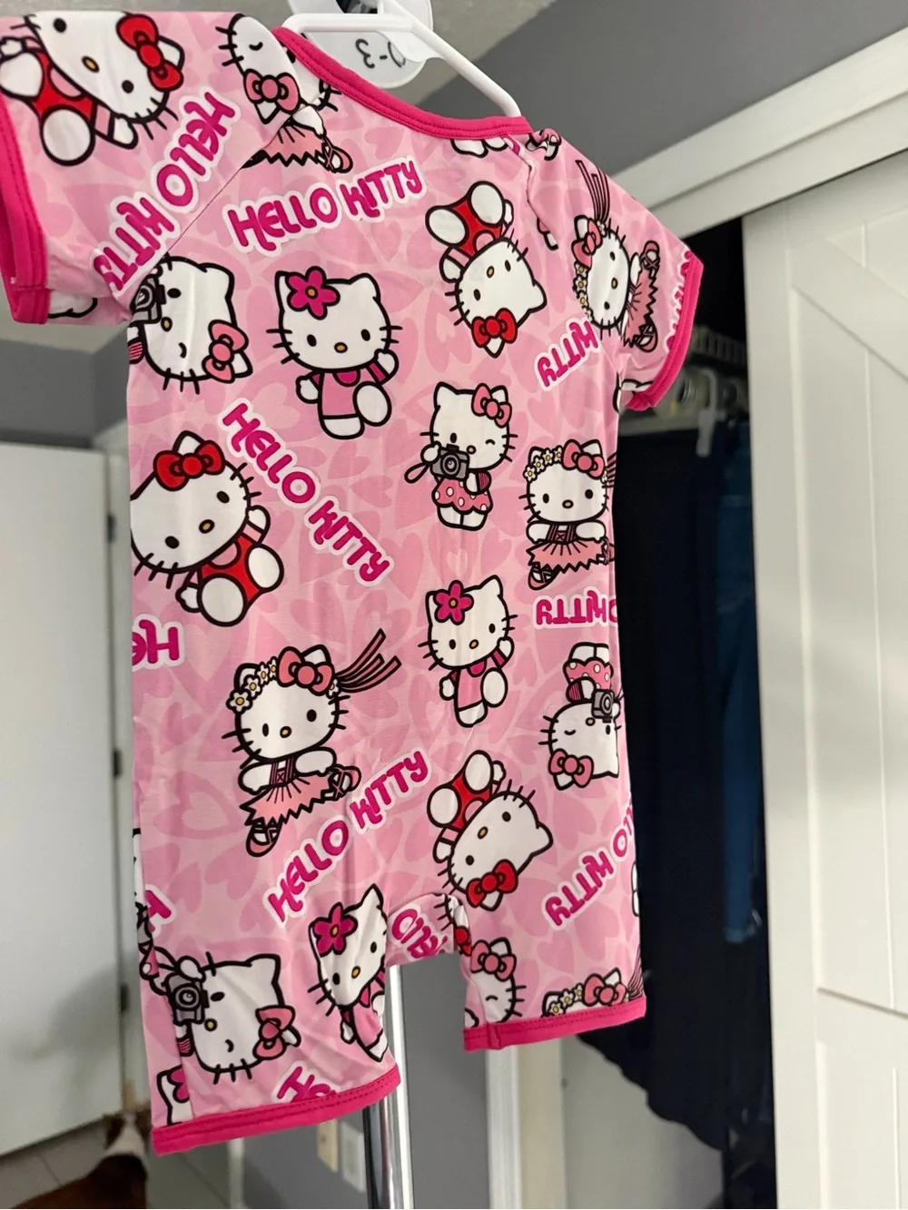 Hello Kitty Pink Zip Bamboo Romper 3-6months